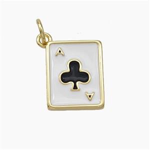 ACE of Clubs Playing Card Copper Pendant Black Enamel Gold Plated, approx 11-14mm [FD19112]