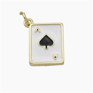 ACE of Spade Playing Card Copper Pendant Red Enamel Gold Plated, approx 11-14mm [FD19114]