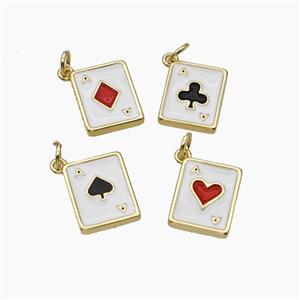 Playing Card Charms Copper Poker Card Pendant Enamel Mixed, approx 11-14mm [FD19115]