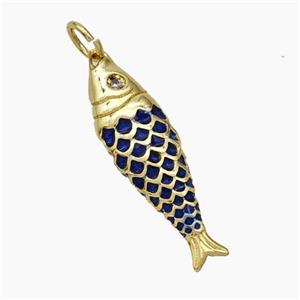 Copper Fish Pendant Deepblue Painted Gold Plated, approx 7-25mm [FD19117]