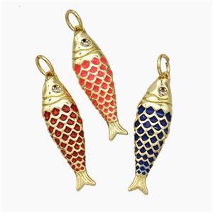 Copper Fish Pendant Painted Gold Plated Mixed, approx 7-25mm [FD19119]