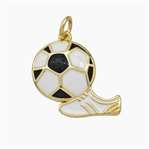 Football And Boots Charms Copper Pendant Enamel Shoe Gold Plated, approx 15-18mm [FD19121]