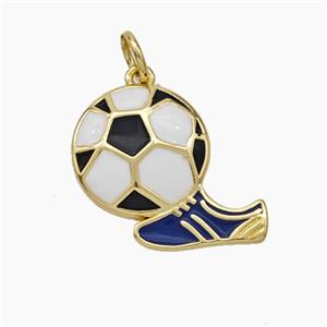 Football And Boots Charms Copper Pendant Enamel Shoe Gold Plated, approx 15-18mm [FD19122]