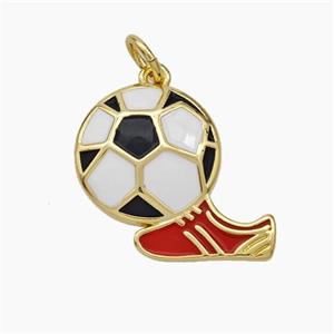 Football And Boots Charms Copper Pendant Enamel Shoe Gold Plated, approx 15-18mm [FD19123]