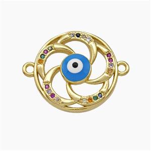 Evil Eye Charms Copper Connector Pave Zirconia Enamel Gold Plated, approx 17mm [FD19125]