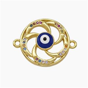 Evil Eye Charms Copper Connector Pave Zirconia Enamel Gold Plated, approx 17mm [FD19126]