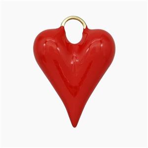 Copper Heart Pendant Red Enamel Gold Plated, approx 20-25mm [FD19129]