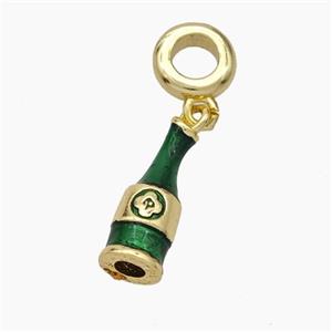 Beer Bottle Charms Copper Pendant Green Painted Gold Plated, approx 6-17mm, 8mm dia [FD19136]