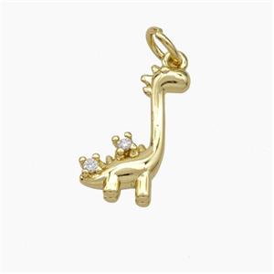 Baby Dinosaurs Copper Pendant Pave Zirconia Dragon Gold Plated, approx 12-15mm [FD19137]