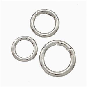 Copper Carabiner Clasp Circle Platinum Plated, approx 18mm dia [FD19147-18MM]