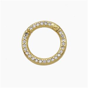 Copper Carabiner Clasp Micropave Zirconia Circle Gold Plated, approx 15mm [FD19150]