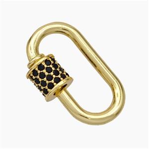 Copper Carabiner Clasp Micropave Zirconia Gold Plated, approx 10-19mm [FD19152]