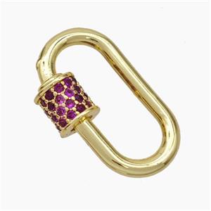 Copper Carabiner Clasp Micropave Zirconia Gold Plated, approx 10-19mm [FD19153]