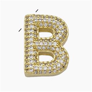 Copper Letter-B Pendant Pave Zirconia Gold Plated, approx 15-20mm [FD19155]