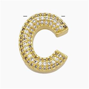 Copper Letter-C Pendant Pave Zirconia Gold Plated, approx 15-20mm [FD19156]