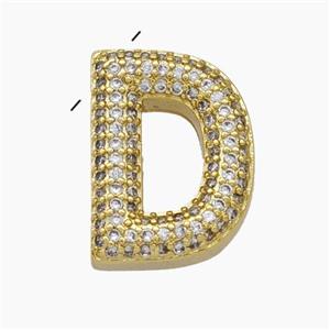 Copper Letter-D Pendant Pave Zirconia Gold Plated, approx 15-20mm [FD19157]