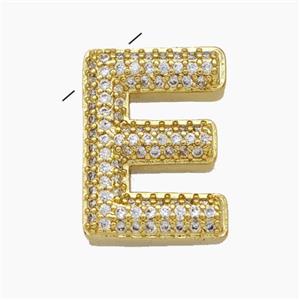 Copper Letter-E Pendant Pave Zirconia Gold Plated, approx 15-20mm [FD19158]