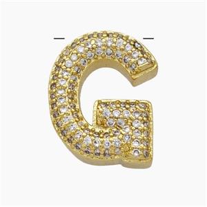 Copper Letter-G Pendant Pave Zirconia Gold Plated, approx 15-20mm [FD19160]