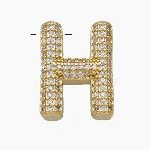Copper Letter-H Pendant Pave Zirconia Gold Plated, approx 15-20mm [FD19161]