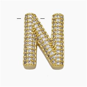 Copper Letter-N Pendant Pave Zirconia Gold Plated, approx 15-20mm [FD19167]