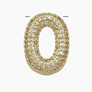Copper Letter-O Pendant Pave Zirconia Gold Plated, approx 15-20mm [FD19168]