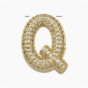 Copper Letter-Q Pendant Pave Zirconia Gold Plated, approx 15-20mm [FD19170]