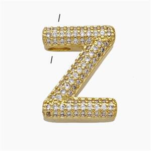 Copper Letter-Z Pendant Pave Zirconia Gold Plated, approx 15-20mm [FD19179]