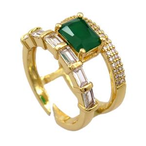 copper ring pave zircon, gold plated, approx 6-8mm, 18mm dia [FD20006]