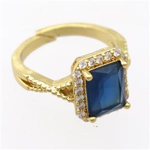 copper Rings pave zircon, resizable, gold plated, approx 7-9mm, 17mm dia [FD20014]