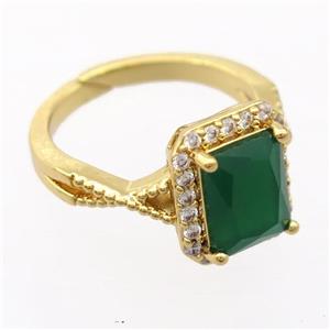 copper Rings pave zircon, resizable, gold plated, approx 7-9mm, 17mm dia [FD20015]