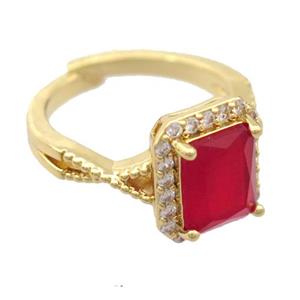 copper Rings pave zircon, resizable, gold plated, approx 7-9mm, 17mm dia [FD20016]