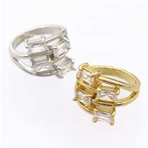 copper Rings pave zircon, resizable, mixed, approx 4-6mm, 17mm dia [FD20020]