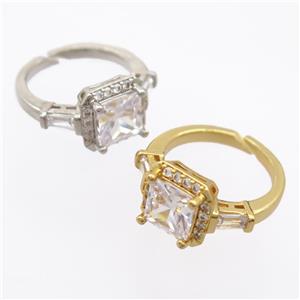 copper Rings pave zircon, resizable, mixed, approx 8mm, 18mm dia [FD20023]