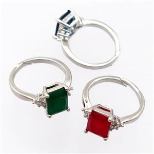 copper Rings pave zircon, resizable, mixed, platinum plated, approx 7-9mm, 17mm dia [FD20027]