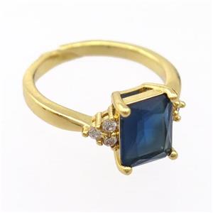copper Rings pave zircon, resizable, gold plated, approx 7-9mm, 17mm dia [FD20028]