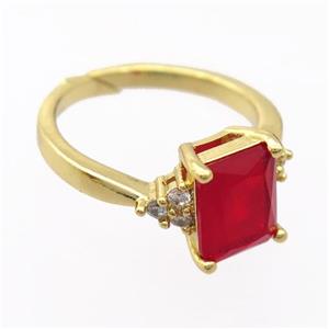 copper Rings pave zircon, resizable, gold plated, approx 7-9mm, 17mm dia [FD20029]