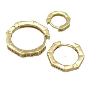 copper hoop Earrings pave zircon, gold plated, approx 20mm dia [FD20061-20MM]