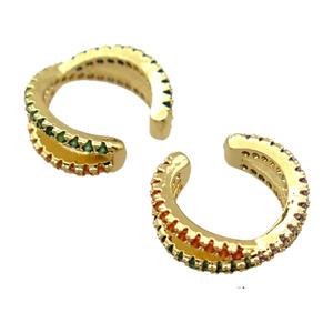 copper clip Earrings Cuff pave zircon, gold plated, approx 14mm [FD20063]