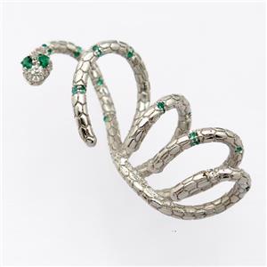 copper Clip Earrings pave zircon, snake, platinum plated, approx 20-45mm [FD20065]