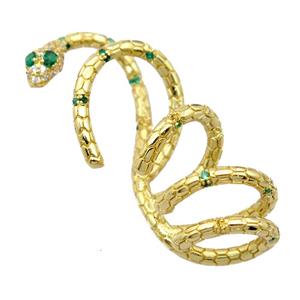 copper Clip Earrings wrapped pave zircon, snake, gold plated, approx 20-45mm [FD20066]