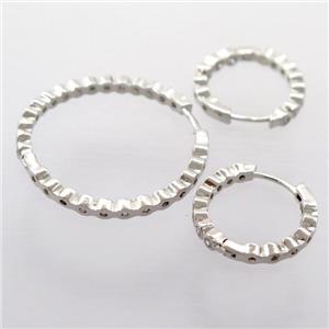 copper Hoop Earrings pave zircon, platinum plated, approx 50mm dia [FD20067-50MM]