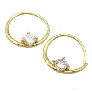 copper Hoop Earrings pave zircon, gold plated, approx 5mm, 19mm dia [FD20071]