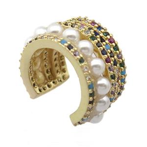 copper Clip Earrings Cuff pave zircon, gold plated, approx 10mm, 16mm [FD20077]
