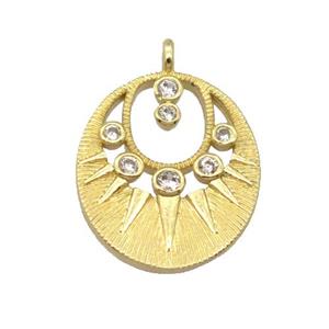 copper pendant pave zircon, gold plated, approx 15-17mm [FD20105]