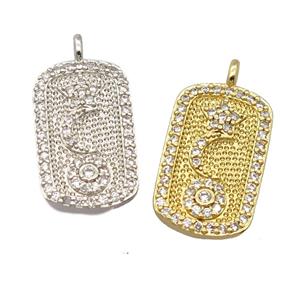 copper pendant pave zircon, rectangle, mixed, approx 12-19mm [FD20110]