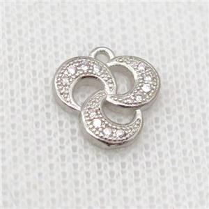 copper pendant pave zircon, platinum plated, approx 11-12mm [FD20129]