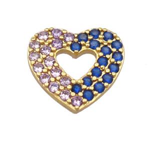 copper heart pendant pave zircon, gold plated, approx 14mm [FD20136]