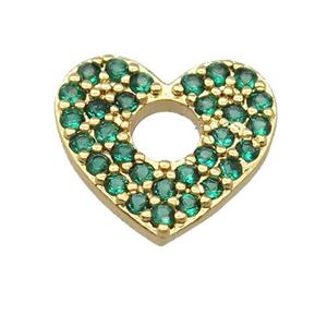 copper heart pendant pave zircon, gold plated, approx 12-13mm [FD20143]