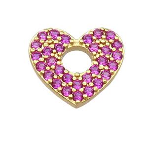 copper heart pendant pave zircon, gold plated, approx 12-13mm [FD20144]