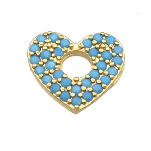 copper heart pendant pave zircon, gold plated, approx 12-13mm [FD20145]